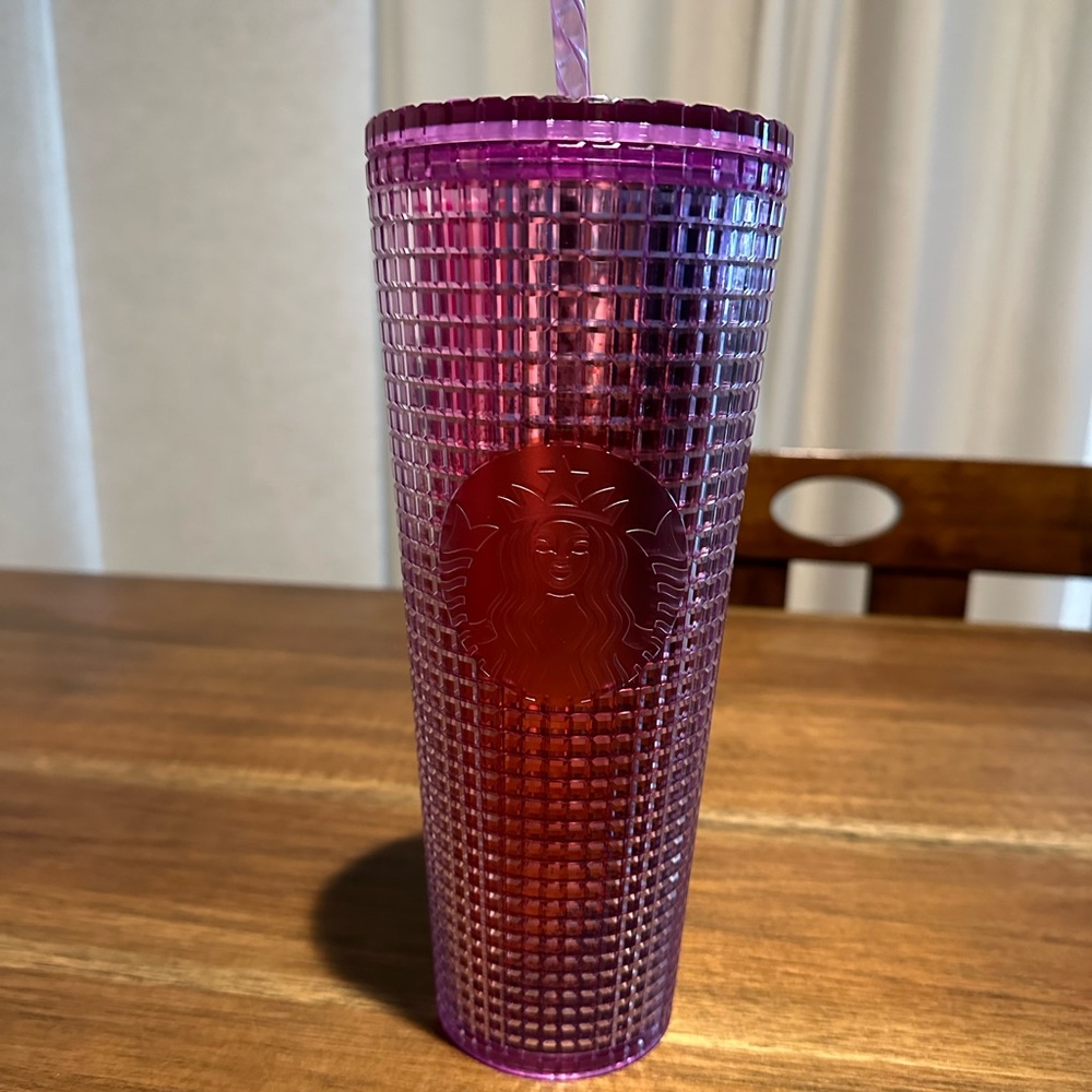 2021 purple grid Starbucks tumbler